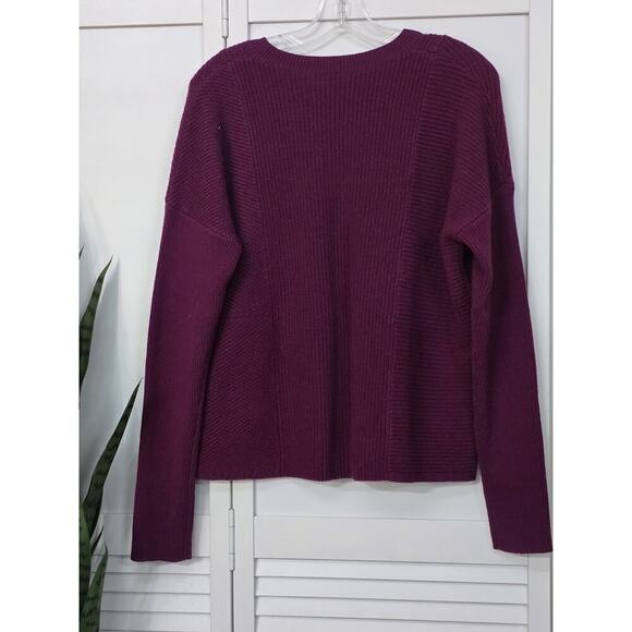 Athleta Women Medium Mulberry Turin Wool Cashmere Sweater Knit Purple Textured - Picture 6 of 6